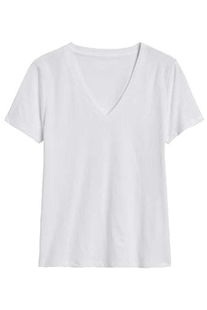 Basic V Neck Short Sleeve T-Shirt white front | MILK MONEY milkmoney.co | cute tops for women. trendy tops for women. stylish tops for women. pretty womens tops. 