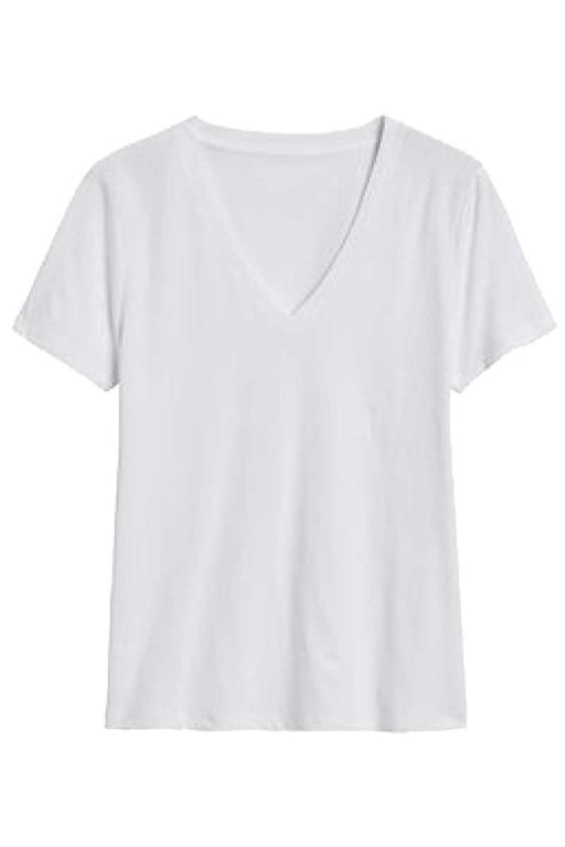 Basic V Neck Short Sleeve T-Shirt white front | MILK MONEY milkmoney.co | cute tops for women. trendy tops for women. stylish tops for women. pretty womens tops. 