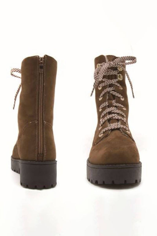 Modern Hiking Boot with Sherpa Lining brown back  | MILK MONEY milkmoney.co | cute shoes for women. ladies shoes. nice shoes for women. ladies shoes online. ladies footwear. womens shoes and boots. pretty shoes for women. beautiful shoes for women.