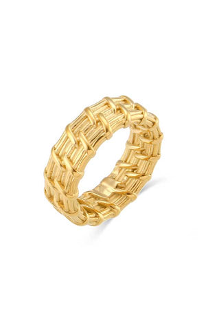 Braided Rattan Style Ring gold wide front | MILK MONEY milkmoney.co | cute rings, simple rings, casual rings, simple rings for women, trendy rings, cute rings for women, cute cheap rings, casual rings for women