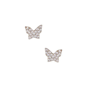 Butterfly Pave Stud Earrings silver front MILK MONEY