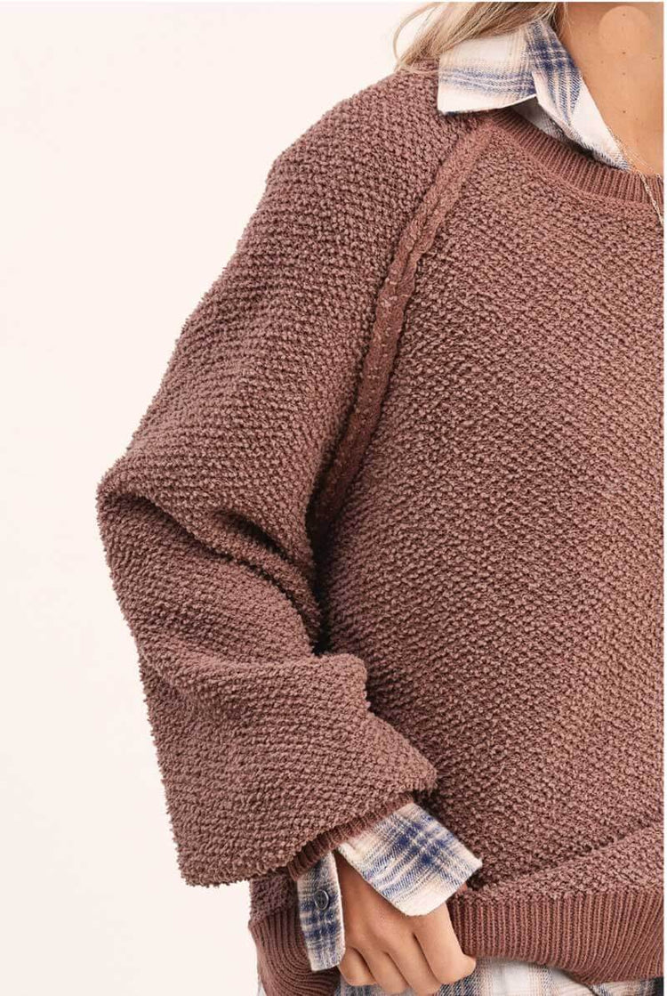 Carino Oversized Sleeve Sweater chocolate detail MILK MONEY