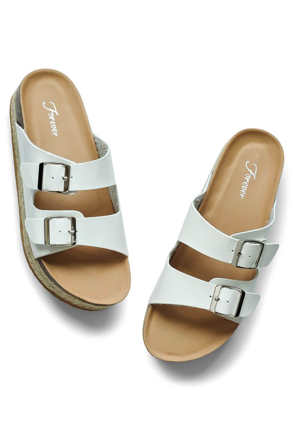 Wedge Two Strap Sandal white top | MILK MONEY milkmoney.co | cute sandals for women. cute slides for women. trendy womens sandals. women sandals online. pretty sandals for women. cute slides womens.