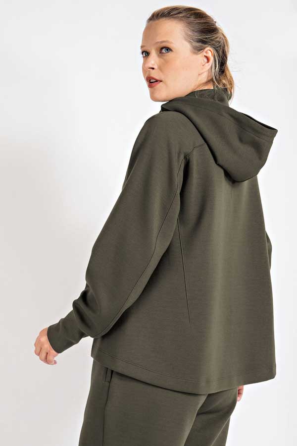 Zip Up Hoodie Jacket olive back | MILK MONEY milkmoney.co | cute jackets for women. cute coats. cool jackets for women. stylish jackets for women. trendy jackets for women. trendy womens coats.