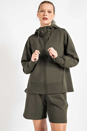 Zip Up Hoodie Jacket olive front | MILK MONEY milkmoney.co | cute jackets for women. cute coats. cool jackets for women. stylish jackets for women. trendy jackets for women. trendy womens coats.