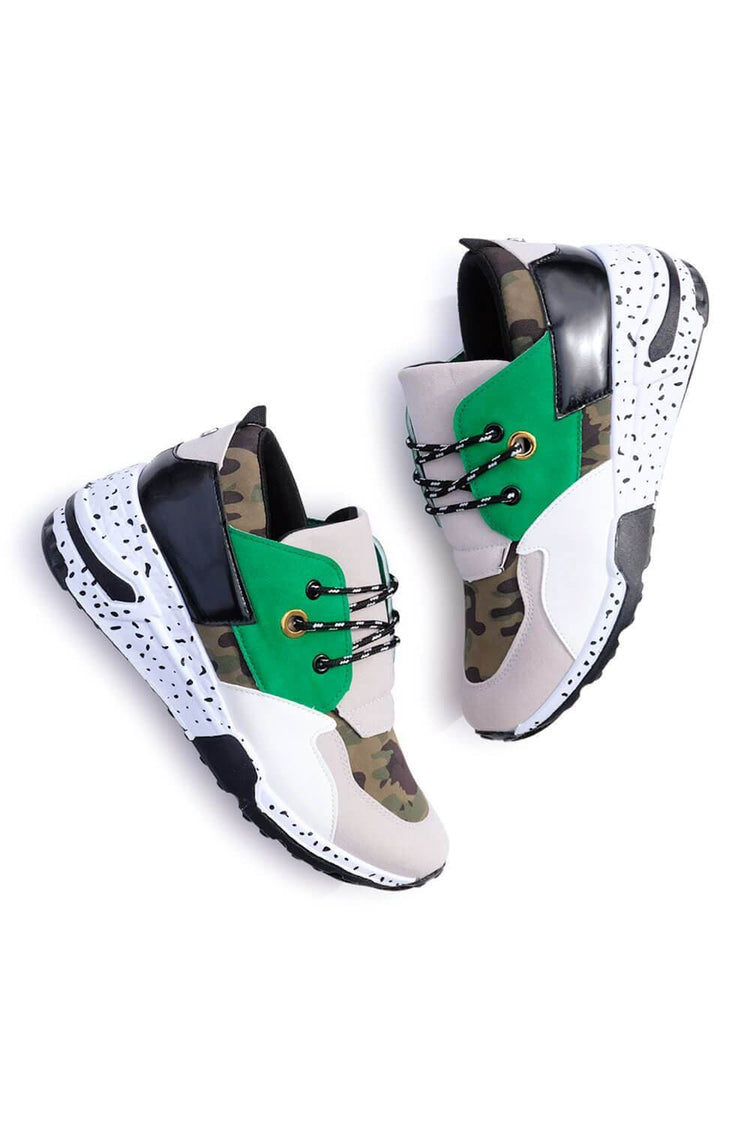 Coco Patchwork Sneakers Camo Green MILK MONEY