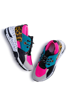 Coco Neon Patchwork Sneakers Hot Pink Leopard MILK  MONEY