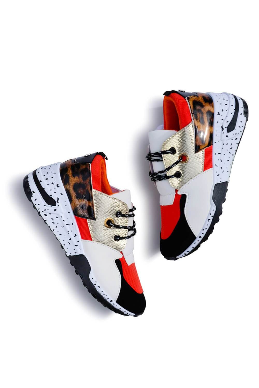 Coco Patchwork Sneakers Orange Leopard MILK MONEY