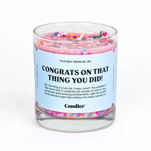 Congrats Candle by Candier blur front | MILK MONEY milkmoney.co | soy wax candles. small candles. natural candles. organic candles. scented soy candles. concrete candle. hand poured candles. hand poured soy candles. cement candle. hand poured soy wax candles. scented hand poured candles. hand poured scented candles.