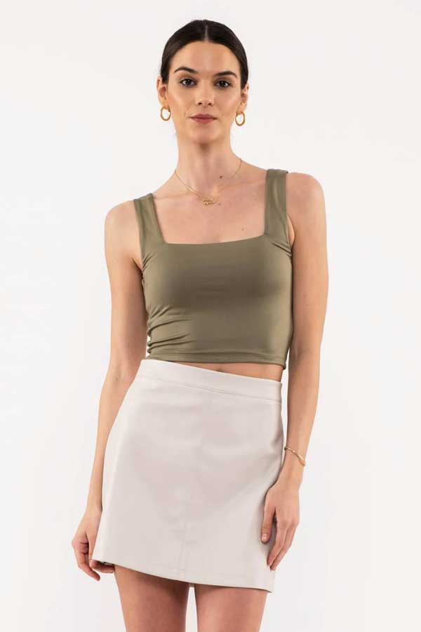 Cropped Square Neck Tank Top