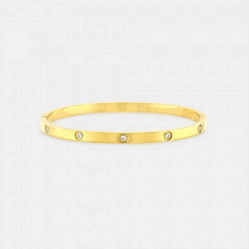 Cubic Zirconia Bangle Bracelet gold front | MILK MONEY milkmoney.co | cute bracelets. cool bracelets. beach bracelets. bracelet packs. cute cheap bracelets. cute simple bracelets. cute bracelets with beads. cute women's bracelets. 