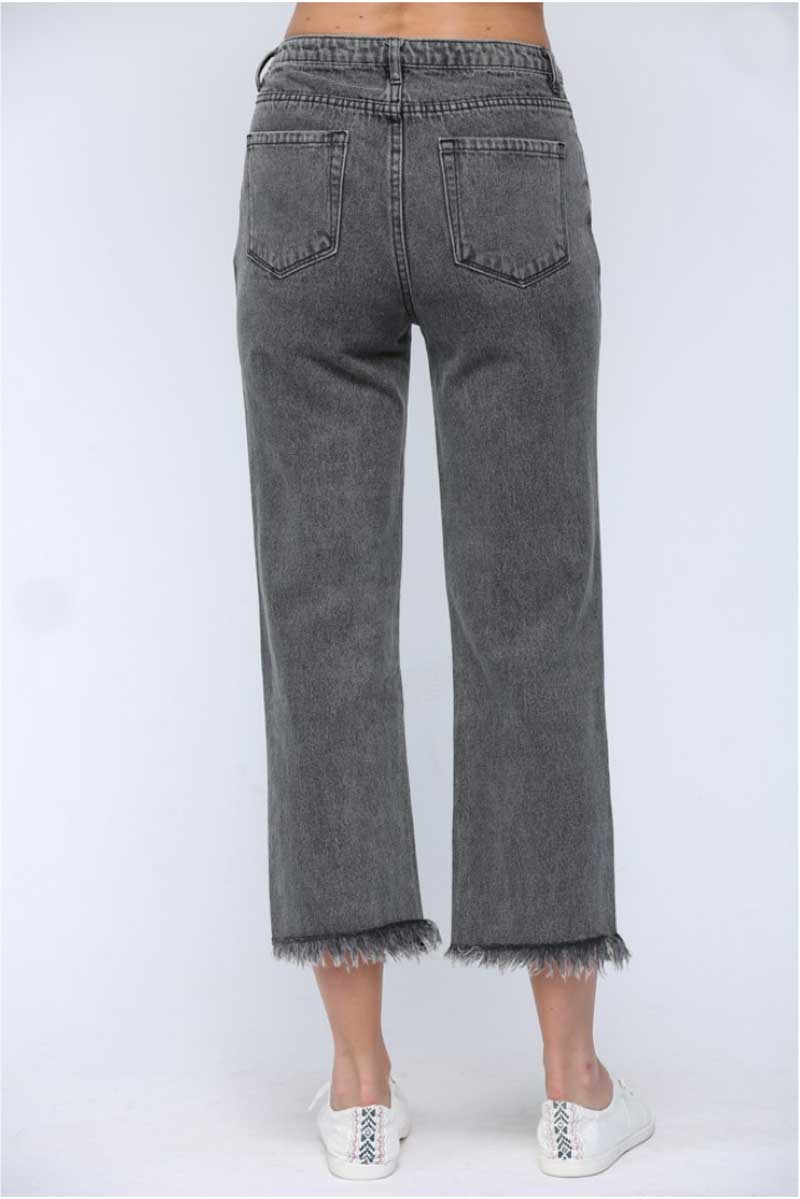Distressed Straight Leg Jeans black back | MILK MONEY milkmoney.co | cute clothes for women. womens online clothing. trendy online clothing stores. womens casual clothing online. trendy clothes online. trendy women's clothing online. ladies online clothing stores. trendy women's clothing stores. cute female clothes.