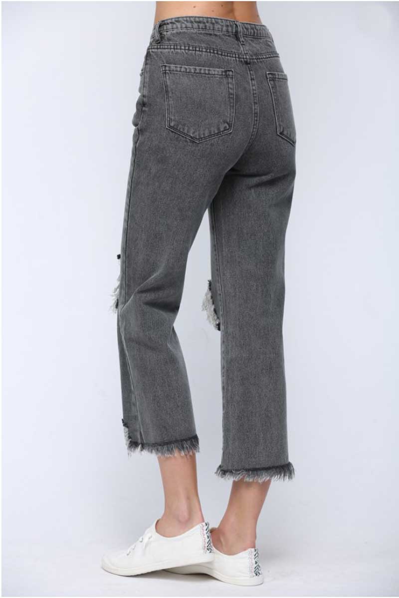Distressed Straight Leg Jeans black back | MILK MONEY milkmoney.co | cute clothes for women. womens online clothing. trendy online clothing stores. womens casual clothing online. trendy clothes online. trendy women's clothing online. ladies online clothing stores. trendy women's clothing stores. cute female clothes.