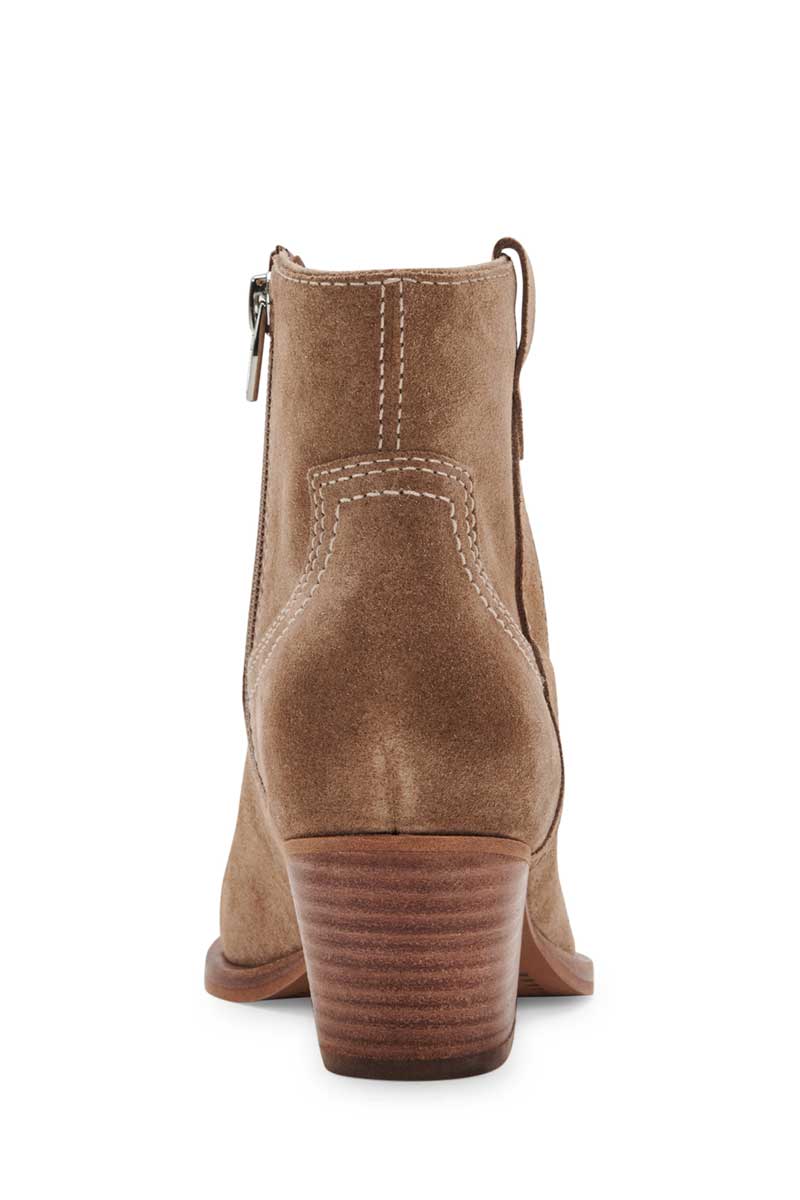 Dolce Vita Silma Bootie in Truffle Suede back brown | MILK MONEY milkmoney.co | cute shoes for women. ladies shoes. nice shoes for women. ladies shoes online. ladies footwear. womens shoes and boots. pretty shoes for women. beautiful shoes for women.