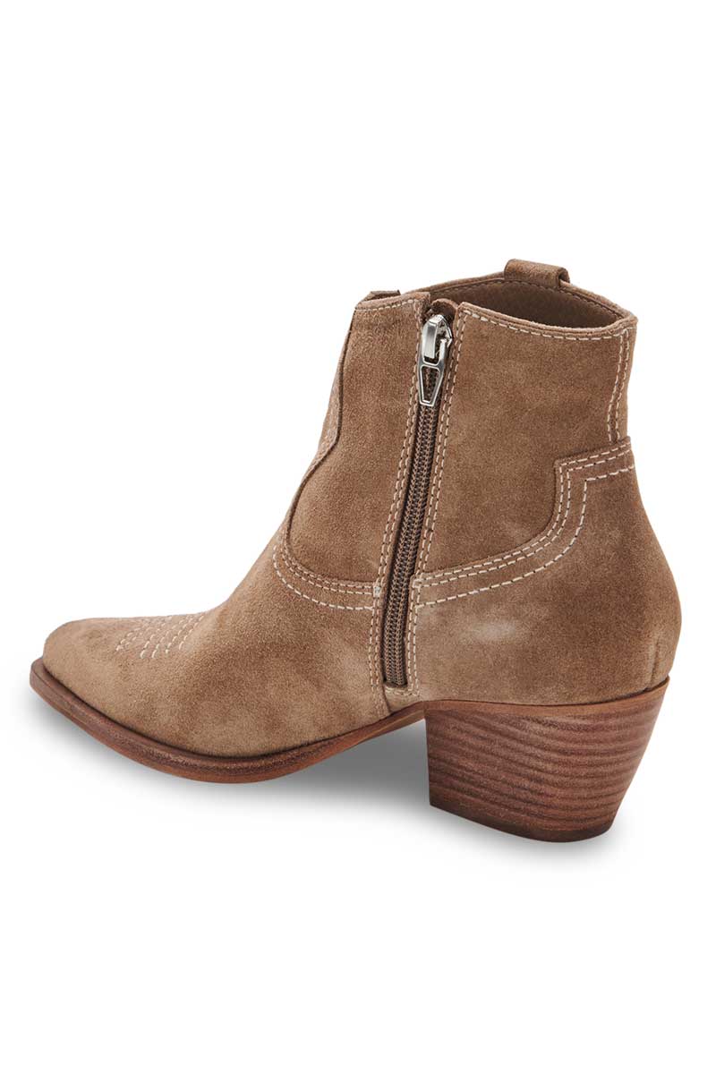 Dolce Vita Silma Bootie in Truffle Suede side brown | MILK MONEY milkmoney.co | cute shoes for women. ladies shoes. nice shoes for women. ladies shoes online. ladies footwear. womens shoes and boots. pretty shoes for women. beautiful shoes for women.