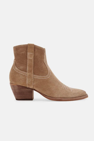 Dolce Vita Silma Bootie in Truffle Suede side brown | MILK MONEY milkmoney.co | cute shoes for women. ladies shoes. nice shoes for women. ladies shoes online. ladies footwear. womens shoes and boots. pretty shoes for women. beautiful shoes for women.