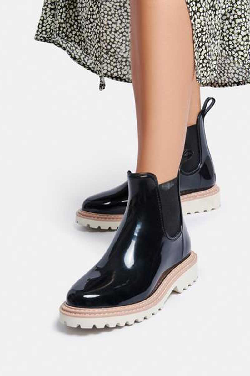 Dolce Vita Stormy H2O Waterproof Chelsea Boot ONYX PATENT STELLA side model | MILK MONEY milkmoney.co | cute shoes for women. ladies shoes. nice shoes for women. ladies shoes online. ladies footwear. womens shoes and boots. pretty shoes for women. beautiful shoes for women.