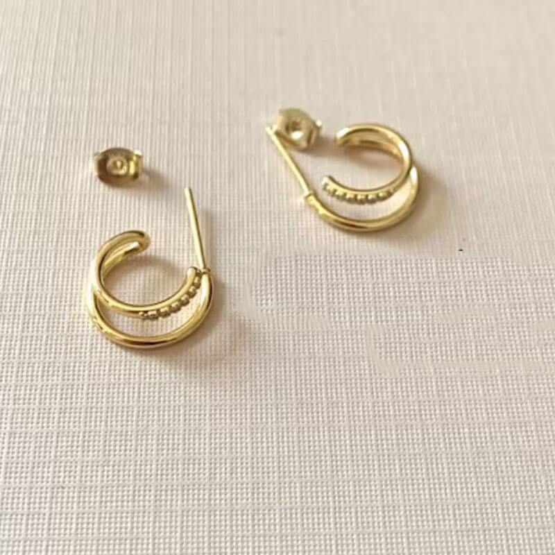 Double Hoop 14k Gold Vermeil Earrings gold side | MILK MONEY milkmoney.co | cute earring sets. cute dangle earrings. cute hoop earrings. cute cheap earrings. cute cheap earrings. cute small earrings. fun dangle earrings. trendy dangle earrings. affordable earrings. trendy dangle earrings. cute drop earrings. cute trendy earrings.