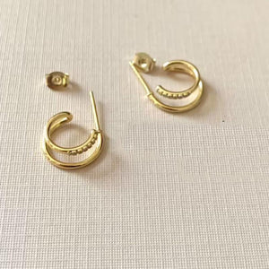 Double Hoop 14k Gold Vermeil Earrings gold side | MILK MONEY milkmoney.co | cute earring sets. cute dangle earrings. cute hoop earrings. cute cheap earrings. cute cheap earrings. cute small earrings. fun dangle earrings. trendy dangle earrings. affordable earrings. trendy dangle earrings. cute drop earrings. cute trendy earrings.