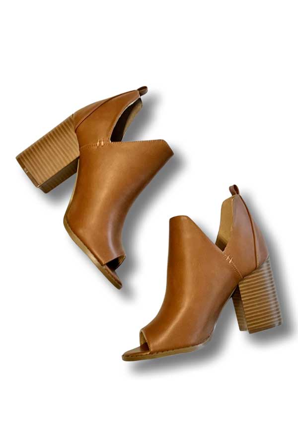 Double V Peep Toe Bootie brown top | MILK MONEY milkmoney.co | cute shoes for women. ladies shoes. nice shoes for women. ladies shoes online. ladies footwear. womens shoes and boots. pretty shoes for women. beautiful shoes for women.