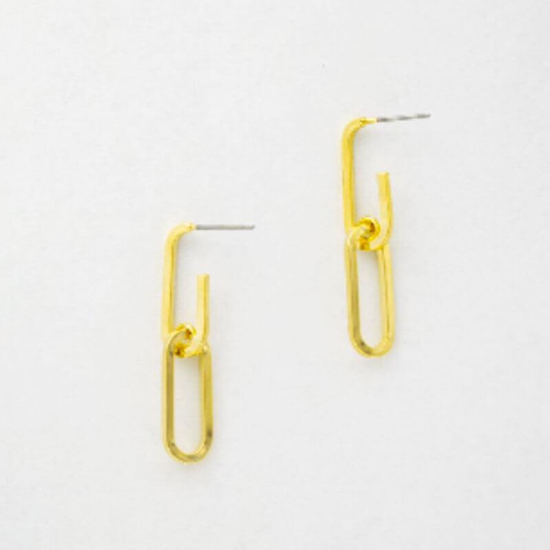 Everyday Double Paperclip Earrings gold MILK MONEY