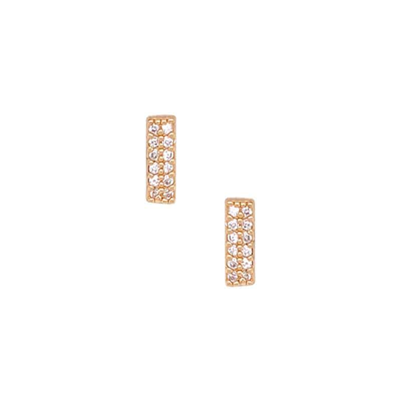 Everyday Pave Bar Stud Earrings gold front MILK MONEY