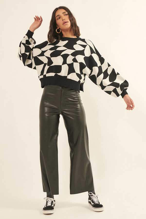 Faux Leather High Waisted Pants black front | MILK MONEY milkmoney.co | cute clothes for women. womens online clothing. trendy online clothing stores. womens casual clothing online. trendy clothes online. trendy women's clothing online. ladies online clothing stores. trendy women's clothing stores. cute female clothes.