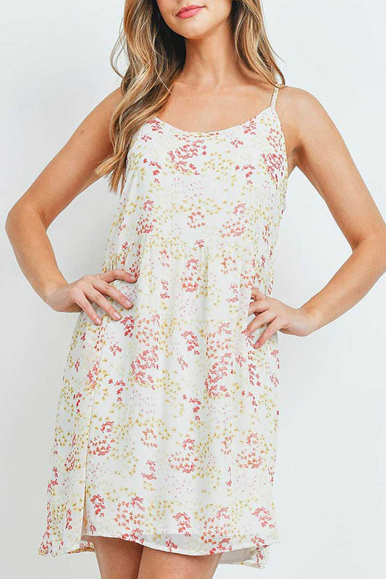 Floral Print Babydoll Dress white front | MILK MONEY milkmoney.co | cute dresses for women. pretty dresses for women. cute dresses online. 
