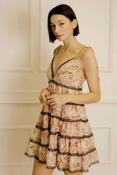 Self portrait floral outlet embroidered mesh mini dress