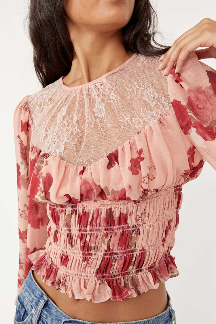 Free People Daphne Blouse romantic combo front detail  red | MILK MONEY milkmoney.co | free people clothing. boho chic clothing. boho fashion. boho fashion. boho clothing online. bohemian fashion. boho clothing brands. bohemian clothing brands. free spirit clothing. freedom clothing. bohemian chic clothing. bohem clothing. free people women's clothing. cute boho clothing. womens boho clothing.