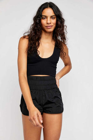 Free People Everyday Seamless Crop black front | MILK MONEY milkmoney.co| free people clothing. boho chic clothing. boho fashion. bohemian fashion. boho clothing online. boho clothing brands. bohemian clothing brands. cute tops for women. trendy tops for women. cute blouses for women.