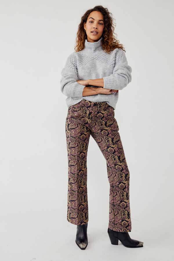 Free People Walker Relaxed Jacquard Pants