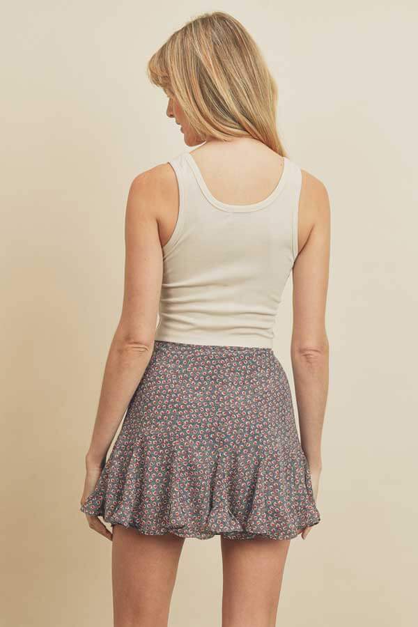 Fruity Flared Mini Skirt blue back | MILK MONEY milkmoney.co | cute clothes for women. womens online clothing. trendy online clothing stores. womens casual clothing online. trendy clothes online. trendy women's clothing online. ladies online clothing stores. trendy women's clothing stores. cute female clothes.
