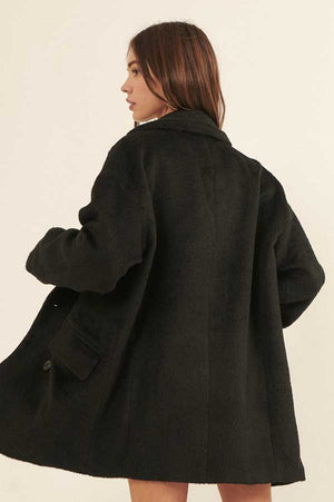 Fuzzy Double Breasted Overcoat black back | MILK MONEY milkmoney.co | cute jackets for women. cute coats. cool jackets for women. stylish jackets for women. trendy jackets for women. trendy womens coats.