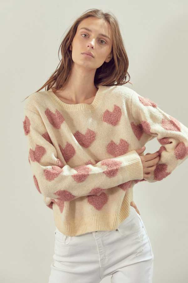 Fuzzy 2025 heart sweater