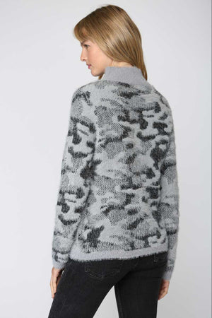 Fuzzy Leopard Knit Pullover Sweater grey back | MILK MONEY milkmoney.co | cute sweaters for women. cute knit sweaters. cute pullover sweaters