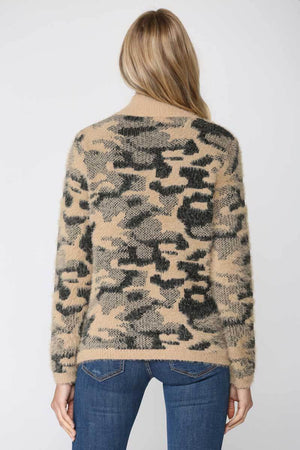Fuzzy Leopard Knit Pullover Sweater latte back | MILK MONEY milkmoney.co | cute sweaters for women. cute knit sweaters. cute pullover sweaters