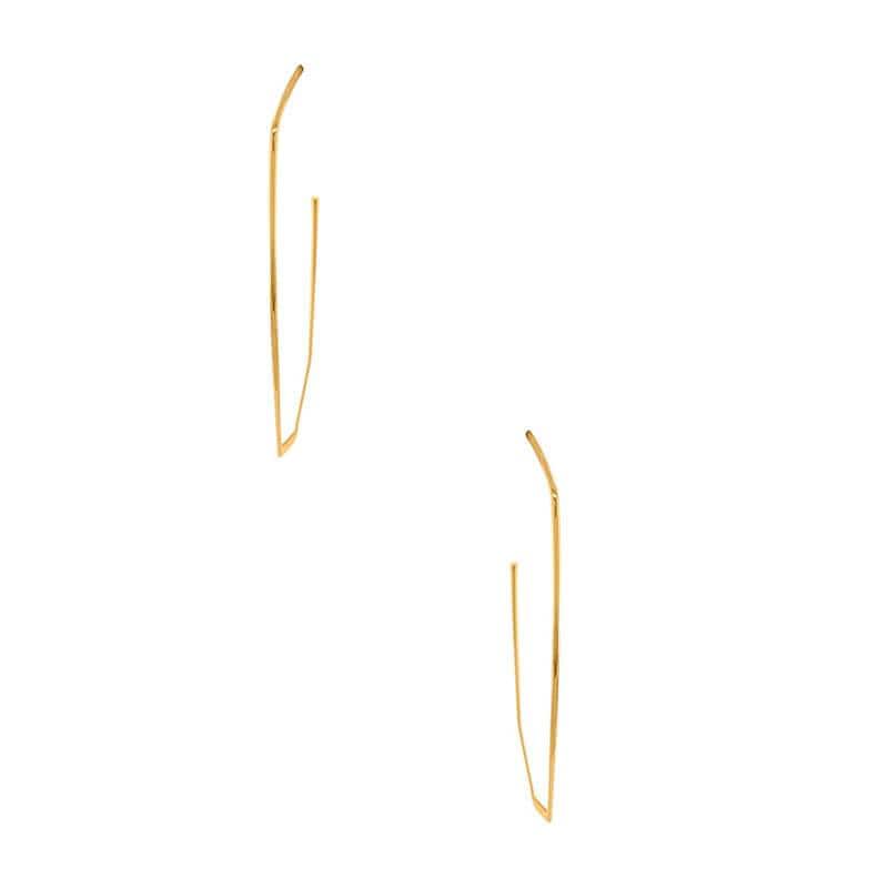 Geometric Teardrop Long Hoop Earrings gold front MILK MONEY 