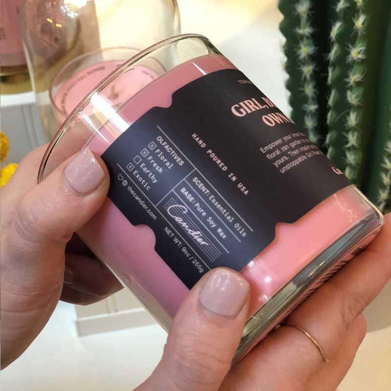 Girl, Build Your Empire Candle pink side | MILK MONEY milkmoney.co | Our scented candle is 100% soy wax made from USA grown Soy beans. All of our candles are hand poured in small batches.