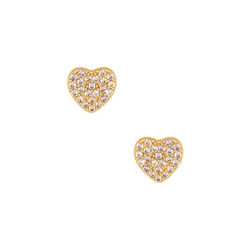 Heart Pave Stud Earrings gold front MILK MONEY