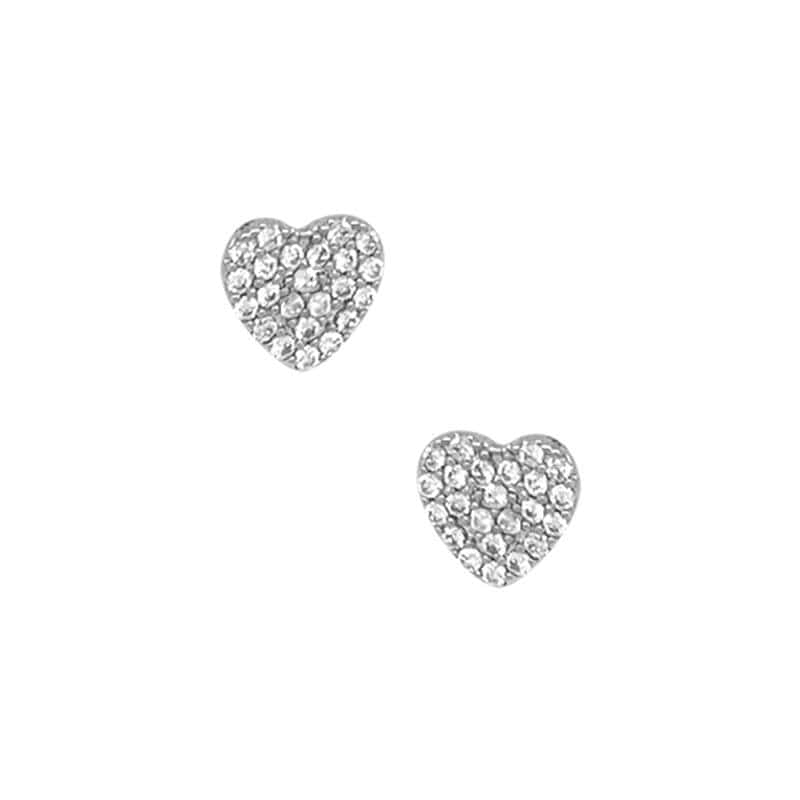 Heart Pave Stud Earrings silver front MILK MONEY