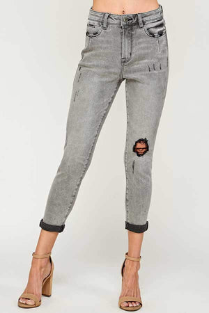 High Rise Skinny Grey Washed Jeans front | MILK MONEY milkmoney.co | cute clothes for women. womens online clothing. trendy online clothing stores. womens casual clothing online. trendy clothes online. trendy women's clothing online. ladies online clothing stores. trendy women's clothing stores. cute female clothes.
