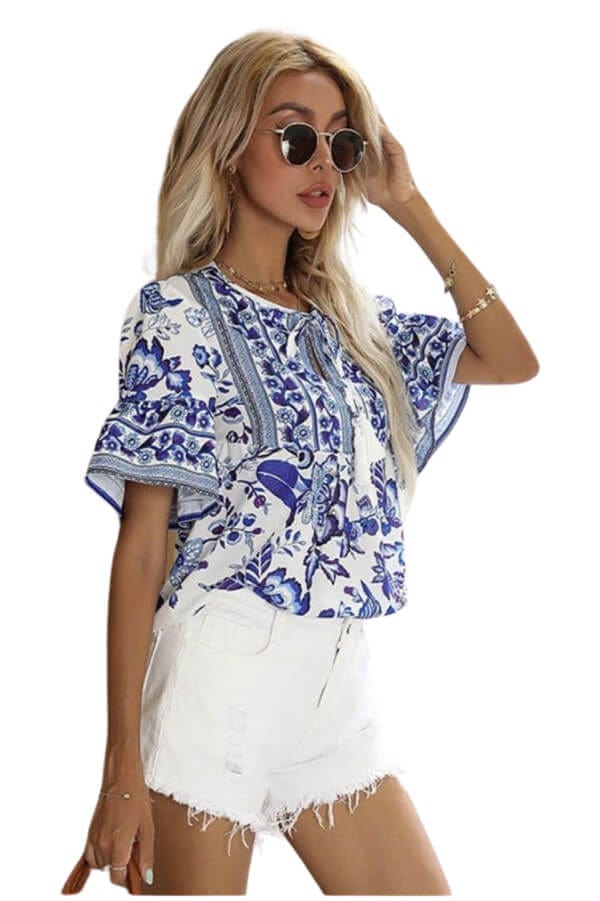 Island Floral Tunic Top white side | MILK MONEY milkmoney.co | cute tops for women. trendy tops for women. cute blouses for women. stylish tops for women. pretty womens tops.