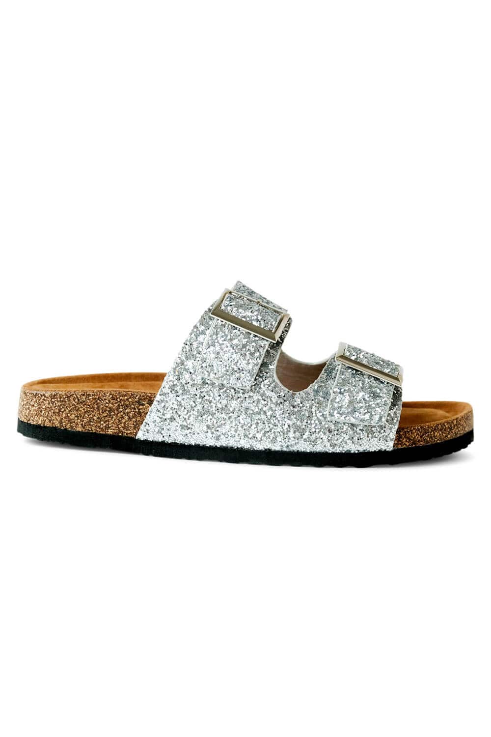 Janey Glitter Birk Sandals silver side MILK MONEY