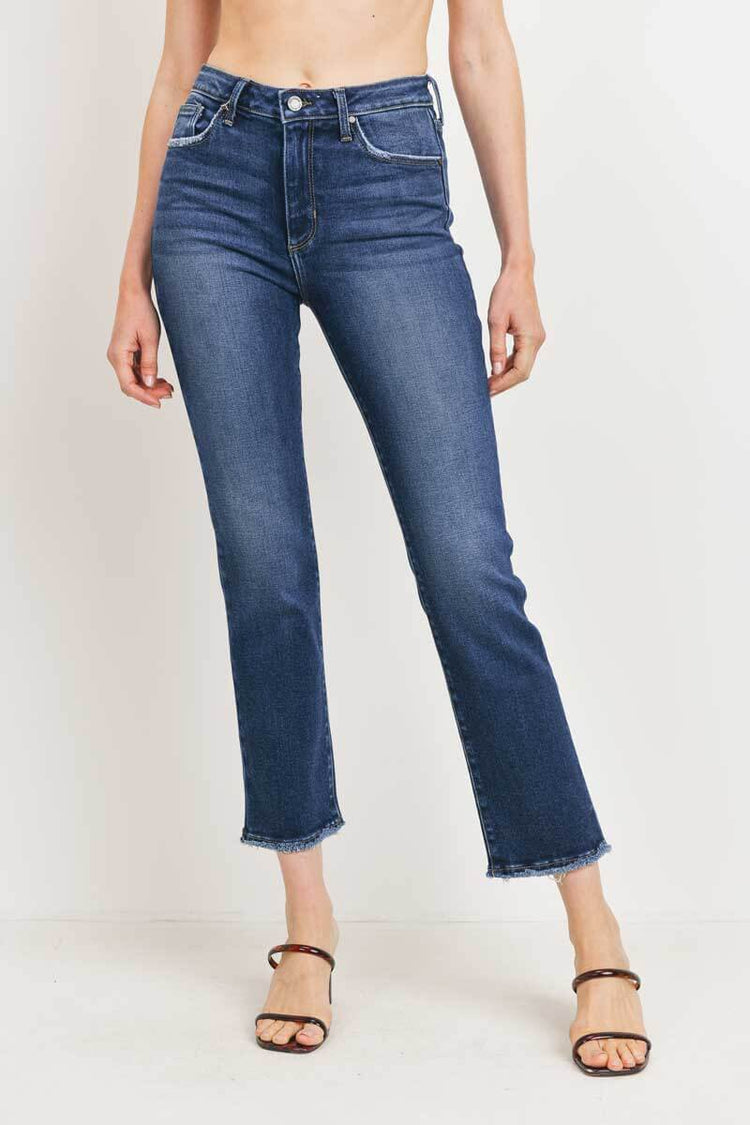 Just Black Denim Clean Hi Rise Straight Leg blue front | MILK MONEY milkmoney.co | cute pants for women. cute trendy pants.  