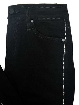 Just Black Denim Hi Rise Leopard Piping Skinny Jeans black detail | MILK MONEY milkmoney.co | cute pants for women. cute trendy pants.