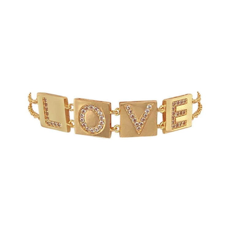 LOVE Block Bracelet Gold - MILK MONEY