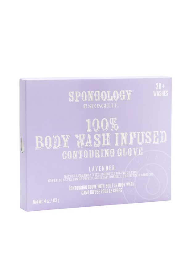 Lavender  Spongology Body Contouring Buffer by Spongellé glove | MILK MONEY milkmoney.co | natural skin care products. organic skin care. clean beauty products. organic skin care products. natural skincare. vegan skincare. organic skincare. organic beauty products. vegan cruelty free skincare. vegan skincare products