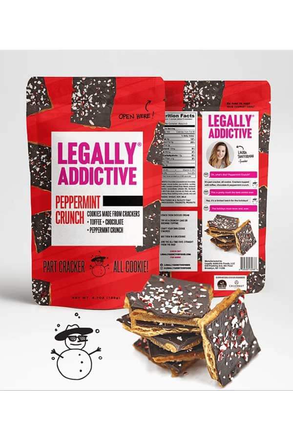 Legally Addictive Peppermint Crunch Cracker Cookies front | MILK MONEY milkmoney.co | food, gift, cookies