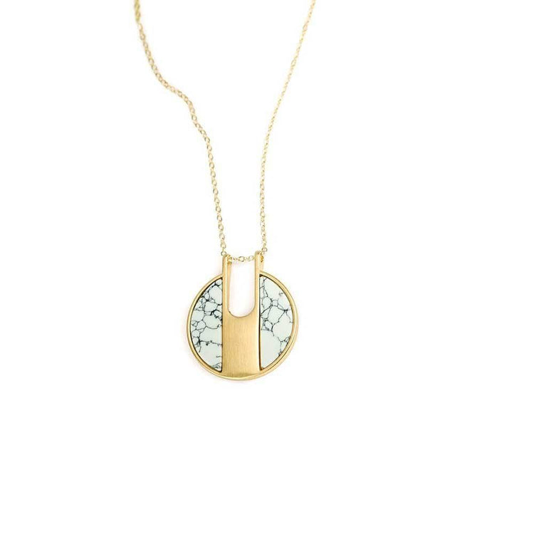 Lilly Stone Circle Necklace White Gold - MILK MONEY